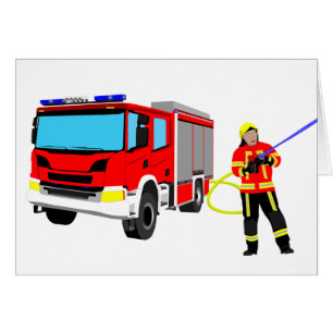 Feuerwehrmann und Löschfahrzeug