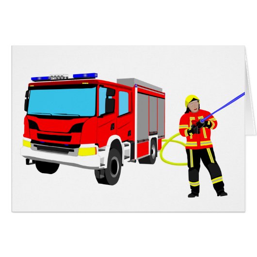 Feuerwehrmann und Löschfahrzeug (Vorderseite (Horizontal))