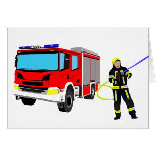 Feuerwehrmann und Löschfahrzeug