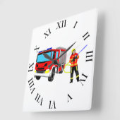 Feuerwehrmann und Löschung Quadratische Wandu Quadratische Wanduhr (Winkel)