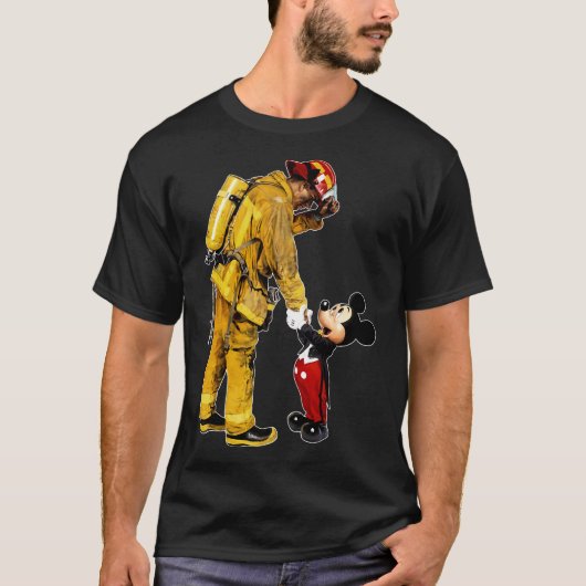 Feuerwehrmann und Maus Mickey Pour Shirt (Vorderseite)