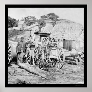 Feuerwehrmann und Motor in Richmond, VA 1865 Poster