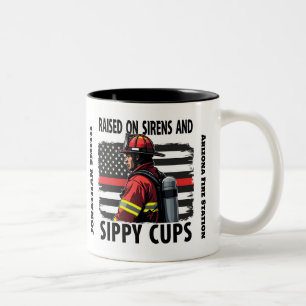 Feuerwehrmann US-Flagge mit dünner roter Linie Zweifarbige Tasse