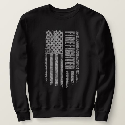 Feuerwehrmann USA Flag abgenutztes Design Sweatshirt (Design vorne)