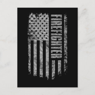 Feuerwehrmann USA-Flagge Distressed-Design Postkarte