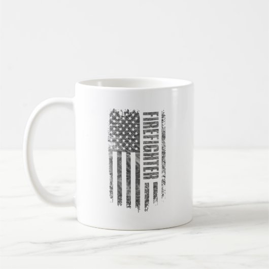 Feuerwehrmann USA Flaggen-Design mit Abnutzungseff Kaffeetasse (Links)