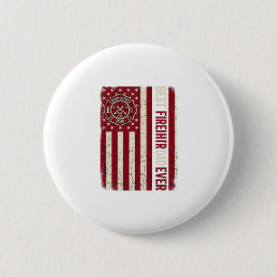 Feuerwehrmann-Vater-vertikale-Flagge Vintage Button