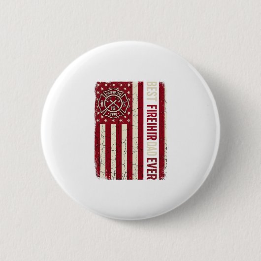 Feuerwehrmann-Vater-vertikale-Flagge Vintage Button (Vorderseite)