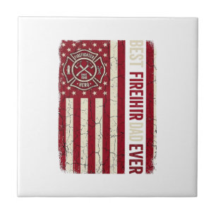 Feuerwehrmann-Vater-vertikale Flagge Vintage Fliese