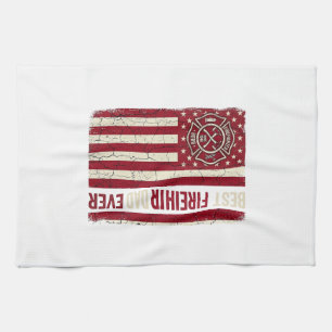Feuerwehrmann-Vater-vertikale-Flagge Vintage Geschirrtuch