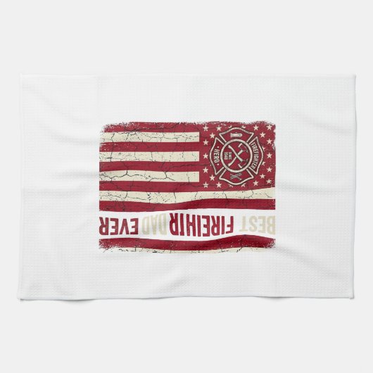 Feuerwehrmann-Vater-vertikale-Flagge Vintage Geschirrtuch (Horizontal)