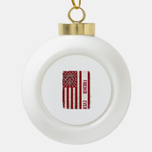 Feuerwehrmann-Vater-vertikale Flagge Vintage Keramik Kugel-Ornament