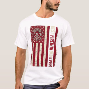 Feuerwehrmann-Vater-vertikale Flagge Vintage T-Shirt