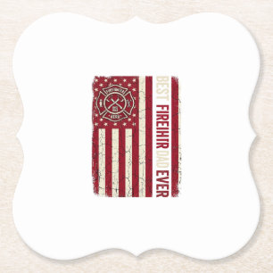 Feuerwehrmann-Vater-vertikale Flagge Vintage Untersetzer