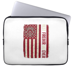 Feuerwehrmann-Vater-Vertikalflagge Vintage Laptopschutzhülle