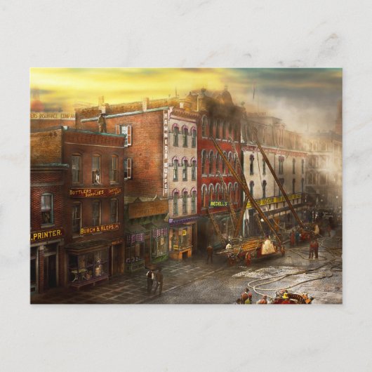 Feuerwehrmann - Washington DC - Feuer in den Bedel Postkarte (Vorderseite)