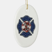 Feuerwehrmann-Weihnachten Keramik Ornament (Rechts)