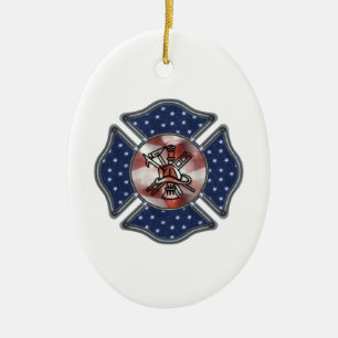 Feuerwehrmann-Weihnachten Keramik Ornament