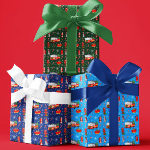 Feuerwehrmann Weihnachten mit Santa und Dalmatiner Geschenkpapier Set