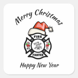 Feuerwehrmann Weihnachtsfest Quadratischer Aufkleber