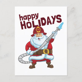 Feuerwehrmann Weihnachtsmann Feiertagspostkarte