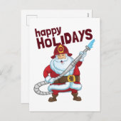 Feuerwehrmann Weihnachtsmann Feiertagspostkarte (Vorne/Hinten)