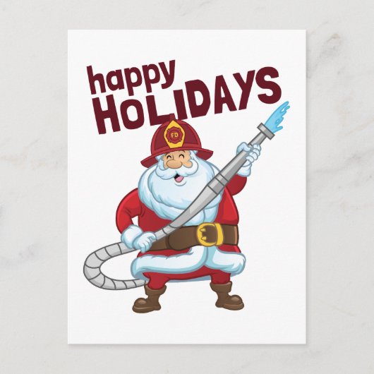 Feuerwehrmann Weihnachtsmann Feiertagspostkarte (Vorderseite)