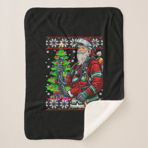 Feuerwehrmann Weihnachtsmann Feuerwerk Kostüm Ugly Sherpadecke