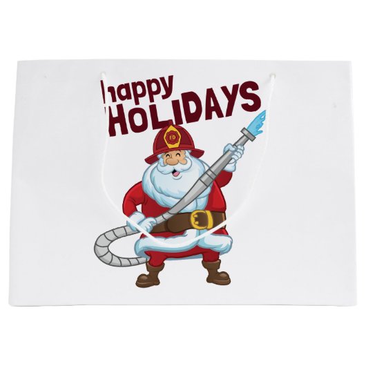 Feuerwehrmann Weihnachtsmann Große Geschenktüte (Vorderseite)