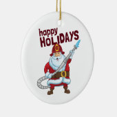 Feuerwehrmann Weihnachtsmann Keramik Ornament (Rechts)