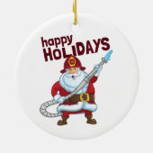 Feuerwehrmann Weihnachtsmann Keramik Ornament (Hinten)