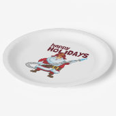 Feuerwehrmann Weihnachtsmann Pappteller (Schrägansicht)