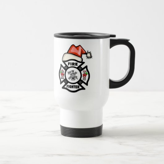 Feuerwehrmann Weihnachtsmann Reisebecher (Rechts)