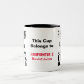 Feuerwehrmann, weil Polizisten auch Helden brauche Zweifarbige Tasse (Mittel)