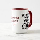 Feuerwehrmann, weil Polizisten brauchen | Funny Fi Tasse (VorderseiteRechts)