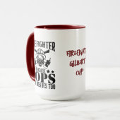 Feuerwehrmann, weil Polizisten brauchen | Funny Fi Tasse (Vorderseite Links)