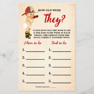 Feuerwehrmann Wie alt waren sie Duschspielkarte Flyer