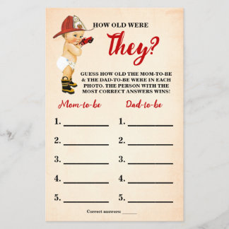 Feuerwehrmann Wie alt waren sie Duschspielkarte Flyer