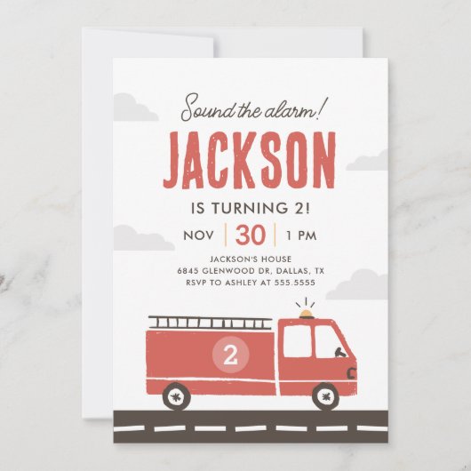 Feuerwehrmann zum Geburtstag Einladung (Vorderseite)