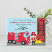 Feuerwehrmann zum Geburtstag Einladung Fireman Tru (Stehend Vorderseite)
