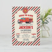 Feuerwehrmann zum Geburtstag Einladung für Kinder (Stehend Vorderseite)