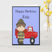 Feuerwehrmann zum Geburtstag Karte (Gelbe Blume)