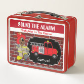 Feuerwehrmann zur Rettung Metall Brotdose (Vorderseite)