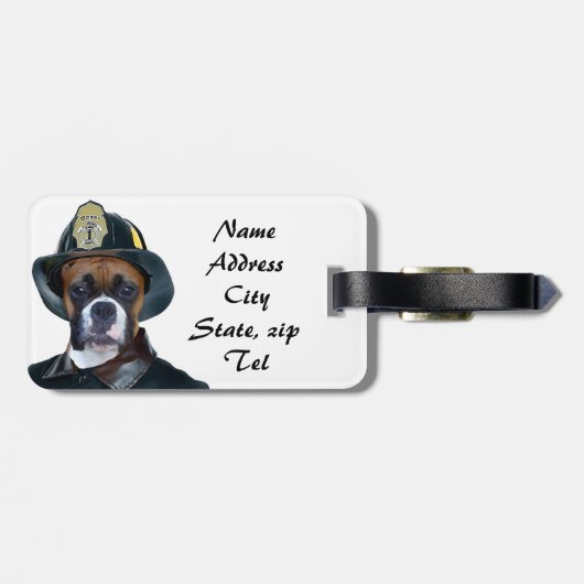Feuerwehrmannboxer Gepäckanhänger (Rückseite horizontal)