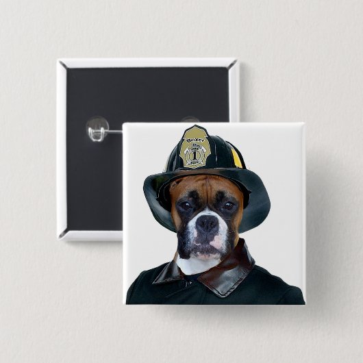 Feuerwehrmannboxer-Hundeknopf Button (Vorne & Hinten)