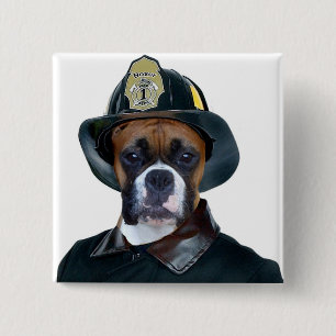 Feuerwehrmannboxer-Hundeknopf Button