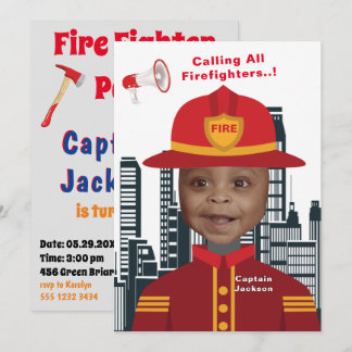 Feuerwehrmännchen Fotovorlage Geburtstag Einladung