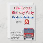 Feuerwehrmännchen in Hole Foto Geburtstag Einladung (Rückseite)