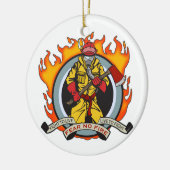 Feuerwehrmänner befürchten kein Feuer Keramik Ornament (Links)