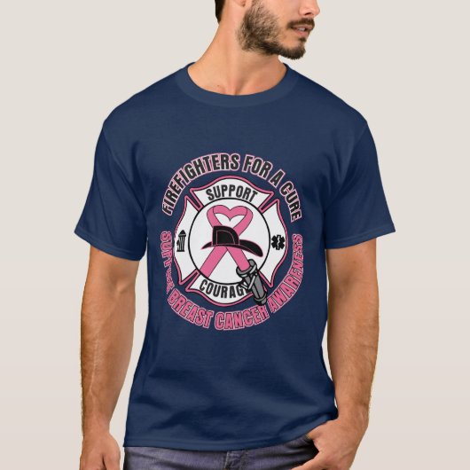 Feuerwehrmänner für einen Heilungs-Brustkrebs T-Shirt (Vorderseite)